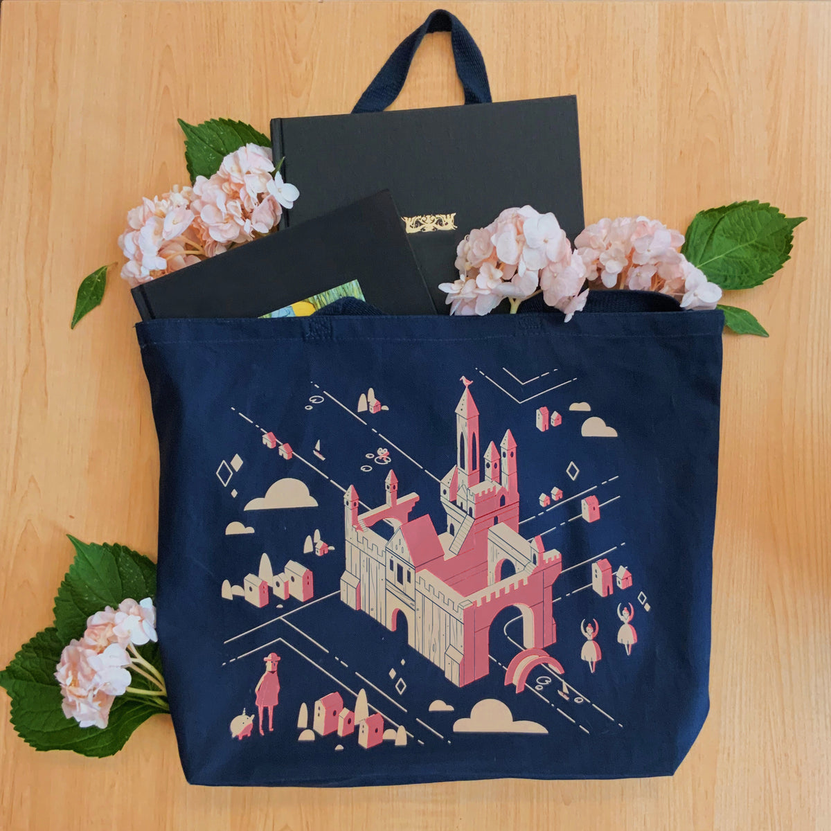 Navy Castle Tote Bag