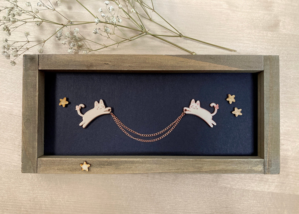 Cat Collar Enamel Pins with Chains