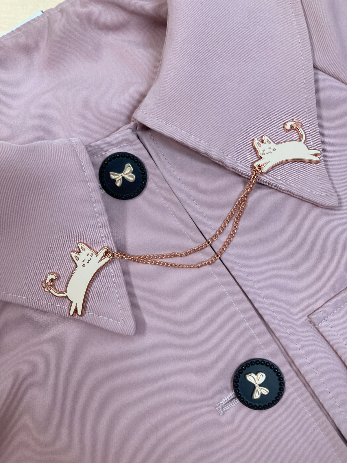 Cat Collar Enamel Pins with Chains
