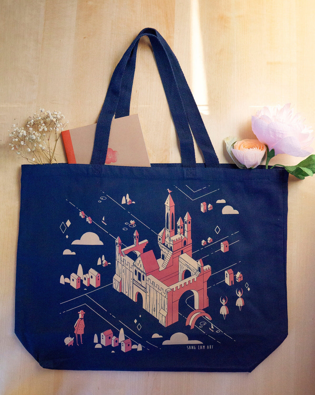 Navy Castle Tote Bag