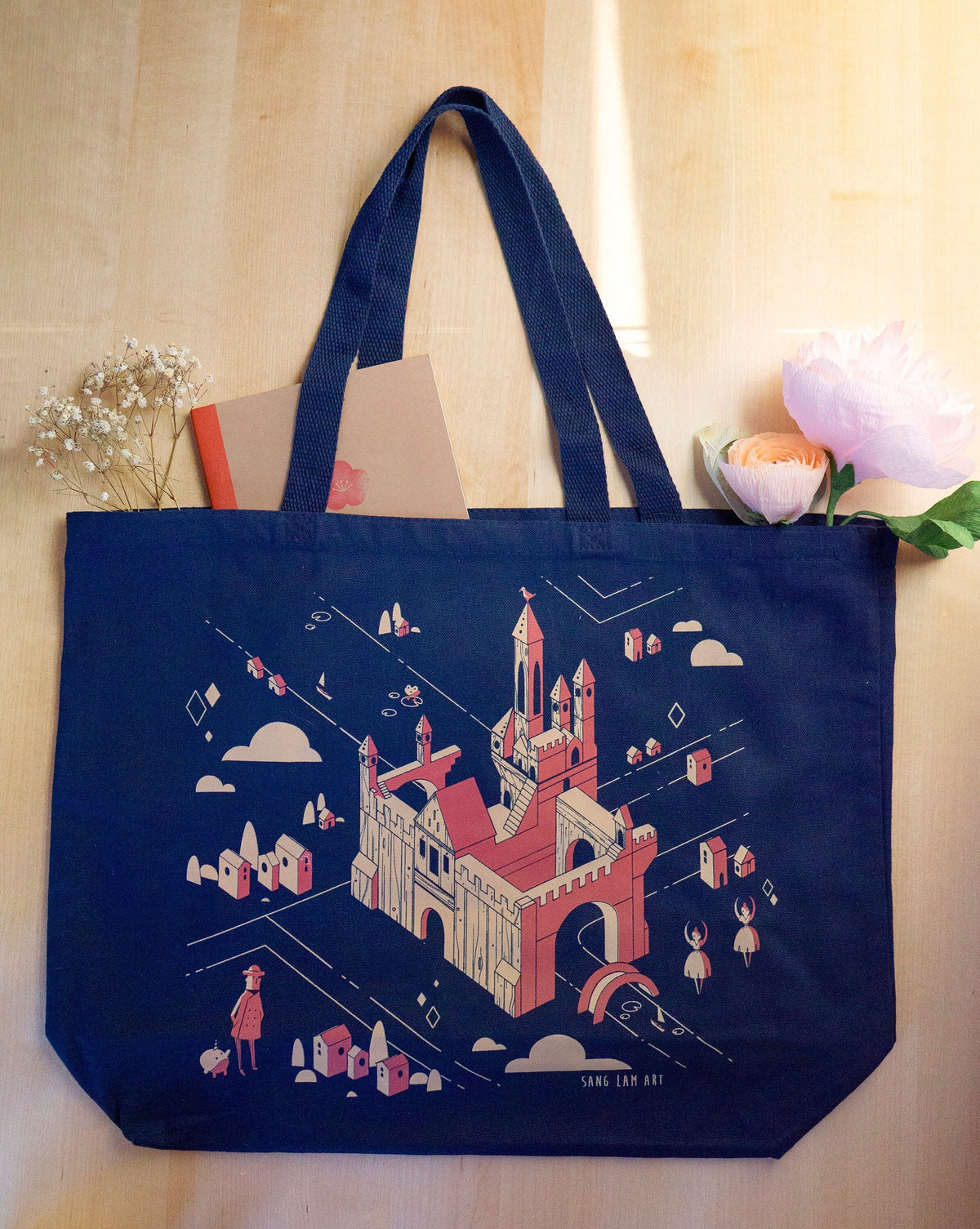 Navy Castle Tote Bag