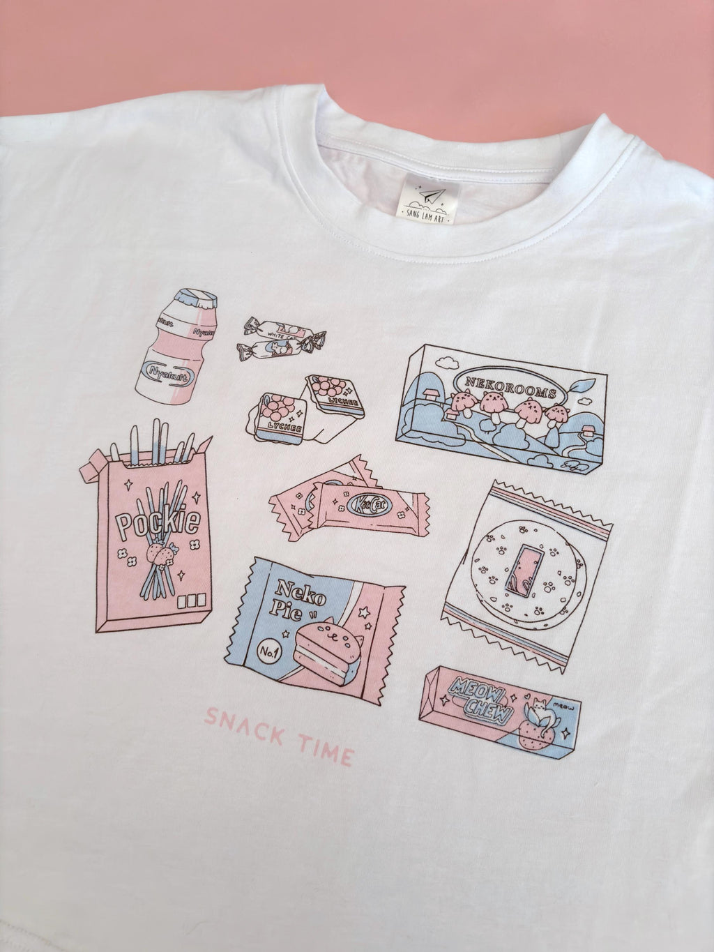 Asian Snack Crop Color Block Shirt