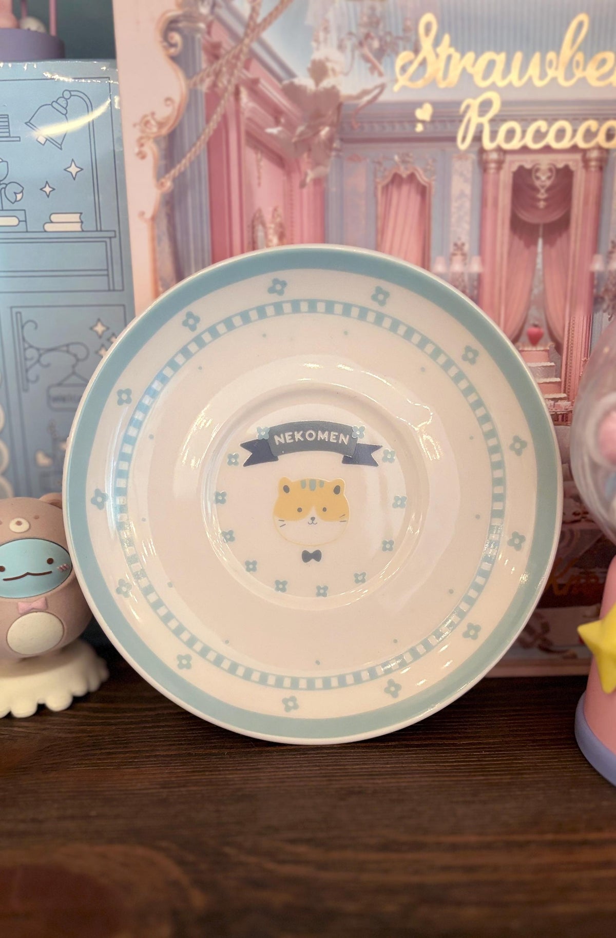 Cat Ramen Mug and Saucer Pink/ Blue Set