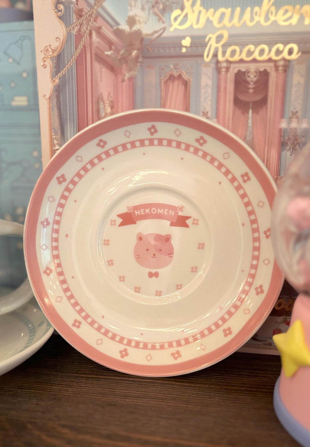 Cat Ramen Mug and Saucer Pink/ Blue Set