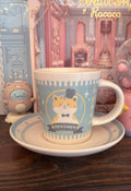 Cat Ramen Mug and Saucer Pink/ Blue Set