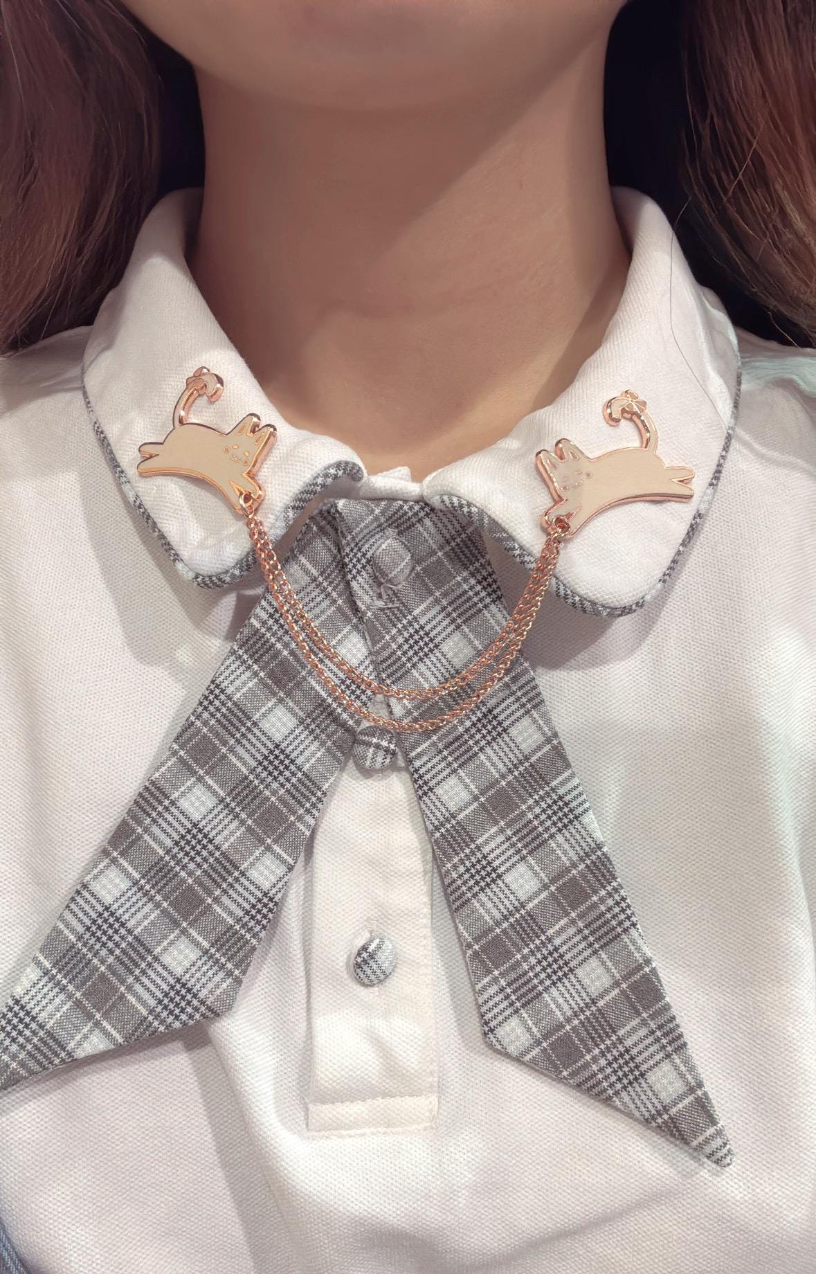 Cat Collar Enamel Pins with Chains